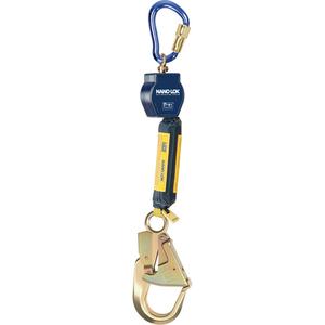 Nano-Lok™ Self Retracting Lifeline - 6', 1, Dyneema®, Swivel, Carabiner, Steel, Rebar Hook, Aluminum, 420 lbs. (190 kg), Overhead Anchor Point