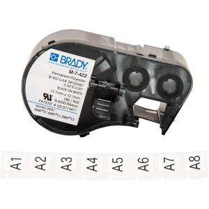 Label Maker Cartridge - Polyester, Black, White, 0.5", BMP® 51/BMP® 41/BMP® 54, Indoor/Outdoor, Gloss, 280, 0.5" H x 0.5" W