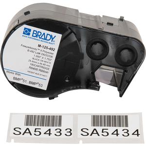 Low Temperature Label Maker Cartridge - Polyester, Black, White, 1", BMP® 51/BMP® 53, Refrigeration, Matte, 180, 1" H x 1.75" W