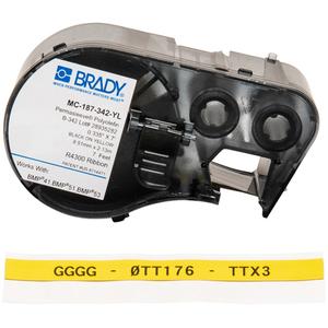 Wire Marking Sleeve Cartridge - Polyolefin, Black, Yellow, 0.335", BMP® 51/BMP® 53/BMP® 41, Indoor, Matte, 7', 0.062" to 0.15"