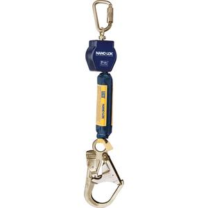 Nano-Lok™ Self-Retracting Lifeline - 6', 1, Polyester/Dyneema®, Swivel, Carabiner, Steel, Rebar Hook, Steel, 2-1/2", 3600 lbs.