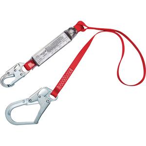 Shock-Absorbing Lanyard - 4', Meets/Exceeds CSA-Z259.11, 122 lbs., 308 lbs., Rebar Hook, Snap Hook, Polyester, Pack, 1