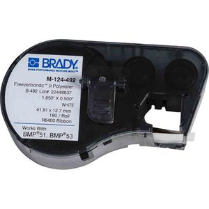 Low Temperature Label Maker Cartridge - Polyester, Black, White, 0.5", BMP® 51/BMP® 53, Refrigeration, Matte, 180, 0.5" H x 1.65" W