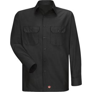 Long Sleeve Ripstop Shirt - Poly-Cotton, 3X-Large, Large, Medium, Small, X-Large, 2X-Large, Black, Men's, 4.25 oz., 65% Polyester, 35% Cotton