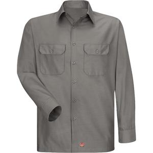 Long Sleeve Ripstop Shirt - Poly-Cotton, 3X-Large, Large, Medium, Small, X-Large, 2X-Large, Grey, Men's, 4.25 oz., 65% Polyester, 35% Cotton