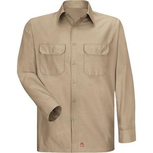 Long Sleeve Ripstop Shirt - Poly-Cotton, 3X-Large, Large, Medium, Small, X-Large, 2X-Large, Khaki, Men's, 4.25 oz., 65% Polyester, 35% Cotton