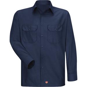 Long Sleeve Ripstop Shirt - Poly-Cotton, 3X-Large, Large, Medium, Small, X-Large, 2X-Large, Navy Blue, Men's, 4.25 oz., 65% Polyester, 35% Cotton