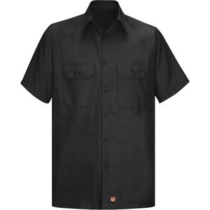 Short Sleeve Ripstop Shirt - Poly-Cotton, 3X-Large, Large, Medium, Small, X-Large, 2X-Large, Black, Men's, 4.25 oz., 65% Polyester, 35% Cotton