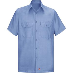 Short Sleeve Ripstop Shirt - Poly-Cotton, 3X-Large, Large, Medium, Small, X-Large, 2X-Large, Blue, Men's, 4.25 oz., 65% Polyester, 35% Cotton, Light