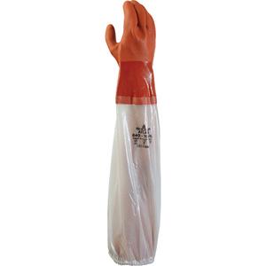 640 Chemical-Resistant Gloves - Large, Medium, X-Large, 25", 43.3-mil, Shoulder Length, PVC, Cotton, EN 374:2016-1 Type C/EN 374:2016-5, JKL, Orange, EN 388 Level 3, EN 388 Level 1, EN 388 Level 2