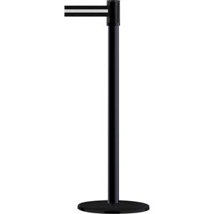 Slimline TensaBarrier® Barrier Post - 38", Steel, Black, Black/White, 7.5', Blank