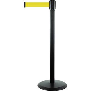 Slimline TensaBarrier® Barrier Post - 38", Steel, Black, Yellow, 7.5', Blank