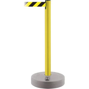 Outdoor TensaBarrier® Barrier Post - 37", Plastic, Yellow, Black/Yellow, 13', Blank, POST/TAPE COMBINATION STRIPED