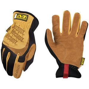 Fastfit® Gloves - Small, Medium, Large, X-Large, 2X-Large, Elastic, Grain Leather, Tan/Black