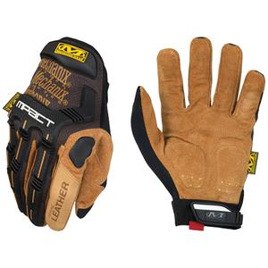 M-Pact® Gloves - Small, Medium, Large, X-Large, 2X-Large, Hook & Loop, Grain Leather, Tan/Black
