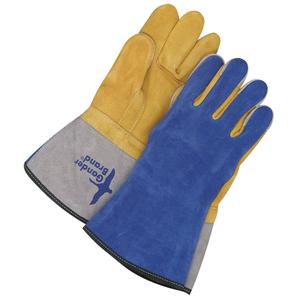 Gander Brand® Welding Glove - One Size, Unlined, Grain Deerskin, Pair, Blue/Gold