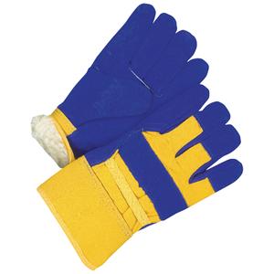 Ladies Fitter Gloves - Ladies, Cotton, Grain Cowhide, Safety, Leather, Pair, Blue/Gold