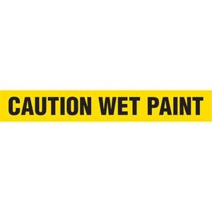 Barricade Tape - 3 mils, 1000', 3", Black on Yellow, English, Heavy-Duty, Caution Wet Paint