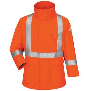 Excel FR® Comfortouch® Deluxe Parkas - 3X-Large, Small, Medium, Large, X-Large, 2X-Large, Orange, 88% Cotton/ 12% Nylon, Cotton, Silver, ATPV 34 calories/cm²
