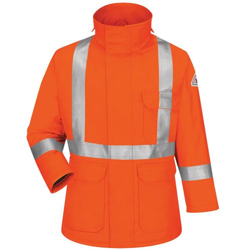 Excel FR® Comfortouch® Deluxe Parkas - 3X-Large, Small, Medium, Large, X-Large, 2X-Large, Orange, 88% Cotton/ 12% Nylon, Cotton, Silver, ATPV 34 calories/cm²