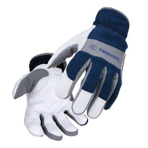 Tigster® Welding Gloves - 3X-Large, Small, Medium, Large, X-Large, 2X-Large, Cotton, Goat Grain, Pair, White/Blue