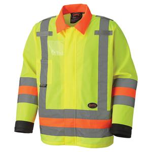 6007 Breathable Traffic Control Safety Jackets - High Visibility Lime-Yellow, Silver, 2X-Large, 4X-Large, Polyester, Meets/Exceeds CSA Z96 Class 2 - Level 2