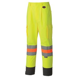 6009 Breathable Traffic Safety Pants - High Visibility Lime-Yellow, Silver, 2X-Large, Small, Medium, Large, X-Large, 3X-Large, 4X-Large, Polyester