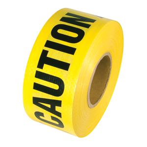 Reinforced Grade Barricade Tape - 5 mils, 500', 3", Black on Yellow, English, Caution