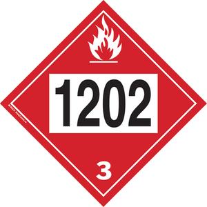 1202 Fuel Oil Flammable Liquid TDG Placard - Plastic/Vinyl, 3, Flammable Liquid - Fuel Oil, 10 3/4" x 10 3/4"