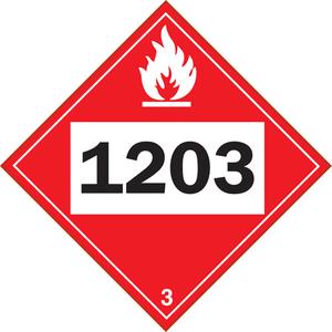 1203 Gasohol & Gasoline Flammable Liquid TDG Placard - Adhesive Vinyl, 3, Flammable Liquid - Gasoline, 10 3/4" x 10 3/4"