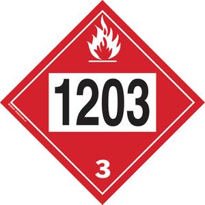 1203 Gasohol & Gasoline Flammable Liquid TDG Placard - Plastic, 3, Flammable Liquid - Gasoline/Gasohol, 10 3/4" x 10 3/4"
