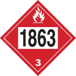 1863 Aviation Fuel Flammable Liquid TDG Placard - Plastic, 3, Flammable Liquid - Fuel, Avation, Turbine, 10 3/4" x 10 3/4"