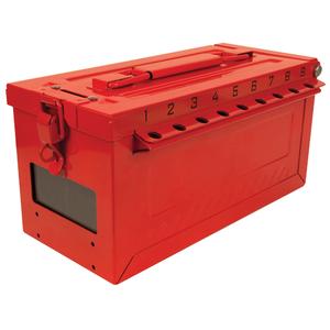 Small Group Lock Box - 30, Red, 9 11/16" L x 4 7/8" W x 5 13/32" H