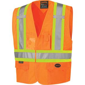 134 Safety Vest - High Visibility Orange, Silver, 2X-Large/3X-Large, 4X-Large/5X-Large, Polyester, Meets/Exceeds CSA Z96 Class 2 - Level 2