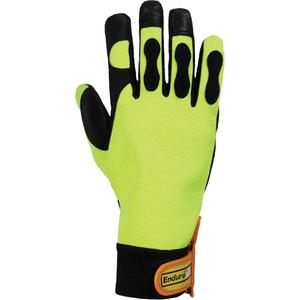 Endura® Hi-Viz Chainsaw Gloves - Large/9, Medium/8, X-Large/10, Hook & Loop, Goatskin, EN 381, Kevlar®