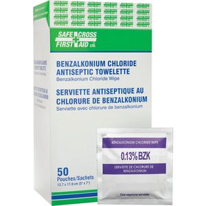 Benzalkonium Chloride Wipes - Towelette, Antiseptic, Non-Medical, 50, Box