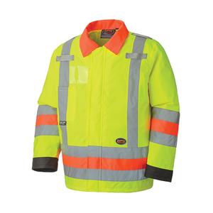 6037 Traffic Control Waterproof Safety Jacket - High Visibility Lime-Yellow, Silver, 2X-Large, X-Small, Small, Medium, Large, X-Large, 3X-Large, 4X-Large, Polyester
