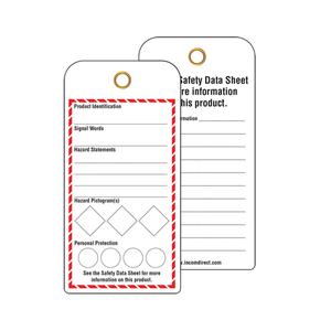 GHS Workplace Tags - English, Cardstock, 3", 6", 25 Tags, Package