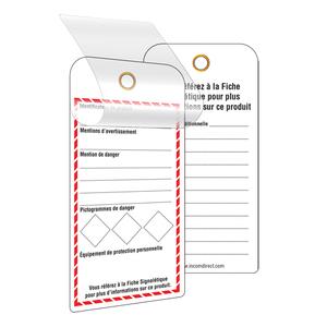 GHS Self-Laminating Workplace Tags - French, Cardstock, 3", 6", 25 Tags, Package