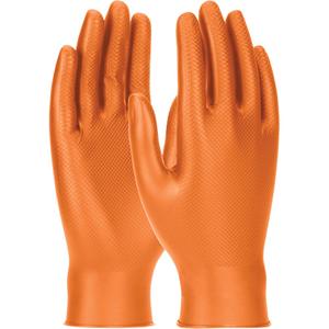 Grippaz™ Skins Ambidextrous Disposable Gloves - Large, Small, Medium, X-Large, 2X-Large, Nitrile, 6-mil, Fully Textured, Orange, Powder-Free, Accepted for use in Canadian Food Processing Facilities