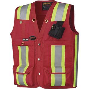 695 Surveyor & Supervisor Safety Vest - Red, Lime-Green & Silver, 2X-Large, Small, Medium, Large, 3X-Large, 4X-Large, 5X-Large, Polyester, None