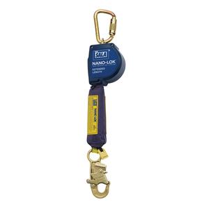 Nano-Lok™ Extended Length Self-Retracting Lifeline - 10', 1, Web/Polyester, Swivel, Carabiner, Steel, Snap Hook, Steel