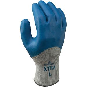 ATLAS 305 Seamless Dipped Gloves - Large/9, Small/7, Medium/8, X-Large/10, 10, Polyester/Cotton, Rubber Latex, 3/4 Dipped, Unlined, Pair, Grey/Blue