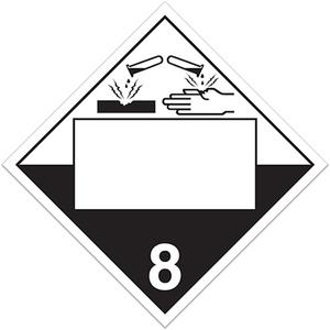 Corrosives TDG Placard - Adhesive Vinyl, 8, Black and White, 10-3/4", 10-3/4"