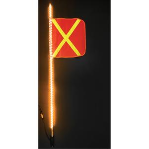 Safety Whip® Heavy-Duty LED Whips - 5, Orange with Reflective X, Lamp Socket, Hitch, Amber