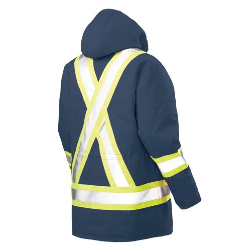 Safety Parka - Navy Blue, Silver/Yellow, Large, Medium, Small, X-Large, 2X-Large, 3X-Large, 4X-Large, 5X-Large, Cotton, Meets/Exceeds CSA Z96 Class 1 - Level 2 - Image 2