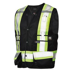 Surveyor Safety Vest - Black, Yellow & Silver, Large, Medium, Small, X-Large, 2X-Large, 3X-Large, Polyester, Meets/Exceeds CSA Z96 Class 1 - Level 2