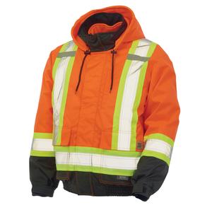 3-in-1 Safety Bomber Jacket - High Visibility Orange, Silver/Yellow, Large, Medium, Small, X-Large, 2X-Large, 3X-Large, Polyester/Polyurethane, Meets/Exceeds CSA Z96 Class 2 - Level 2