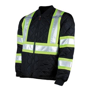 Quilted Safety Jacket - Black, Silver/Yellow, Large, Medium, Small, X-Large, X-Small, 2X-Large, 3X-Large, 4X-Large, 5X-Large, Polyester, Meets/Exceeds CSA Z96 Class 1 - Level 2