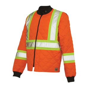 Quilted Safety Jacket - High Visibility Orange, Silver/Yellow, Large, Medium, Small, X-Large, X-Small, 2X-Large, 3X-Large, 4X-Large, 5X-Large, Polyester, Meets/Exceeds CSA Z96 Class 2 - Level 2
